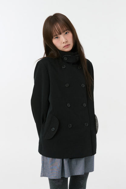 VINTAGE FLORAL HALF COAT, BLACK