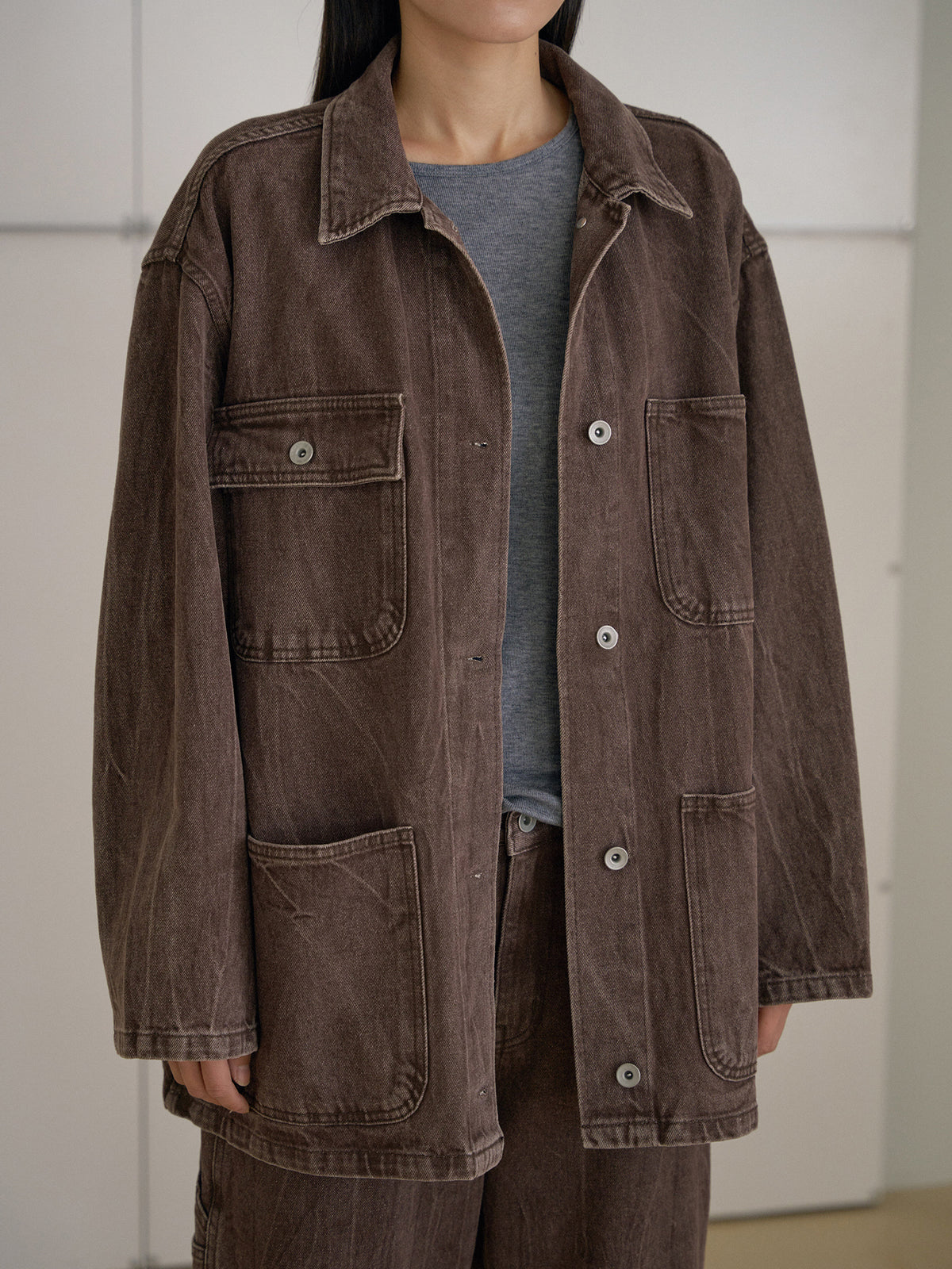 Brown Crack Coverall Jacket - Brown 10