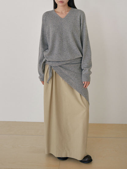 Cashmere Blend V-neck Pullover - Gray 12