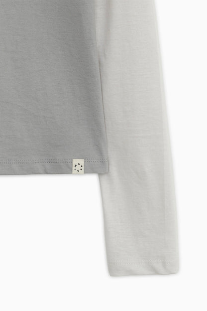 FLORAL LABEL LAYERED T-SHIRT, GRAY