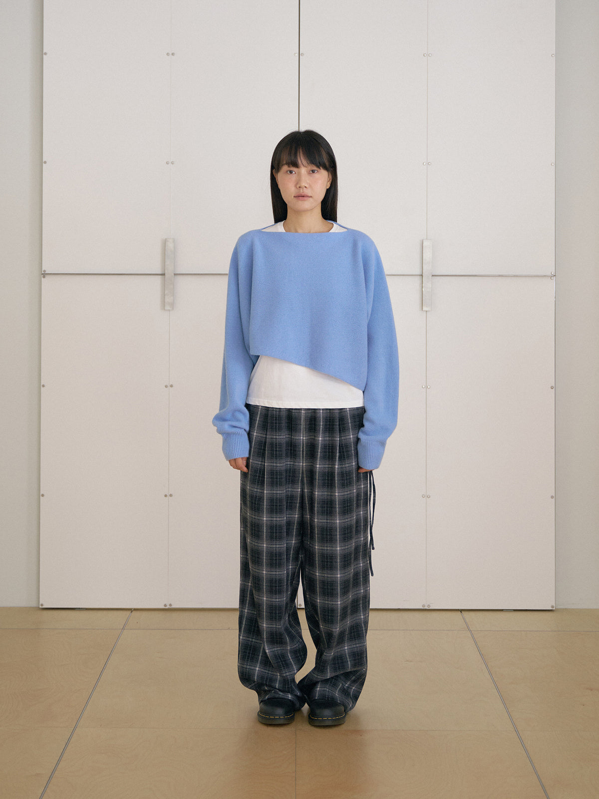 Unbalanced Boat Neck Pullover - Blue 12