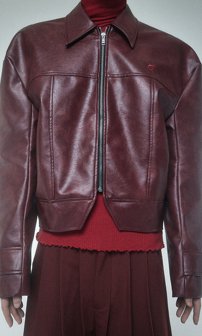 Reculer Signature stitch leather jacket(バーガンディ) 商品画像3/6