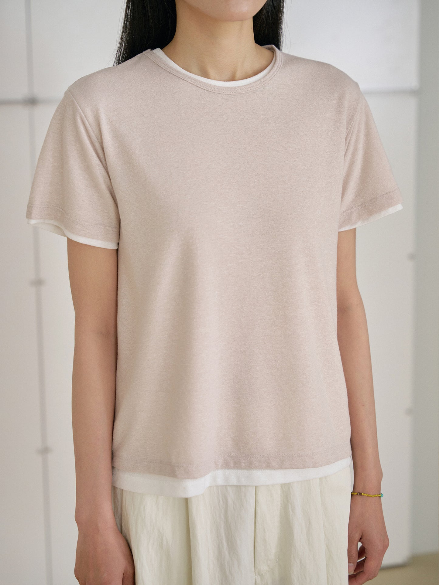 Linen Basic Short Sleeve - Beige