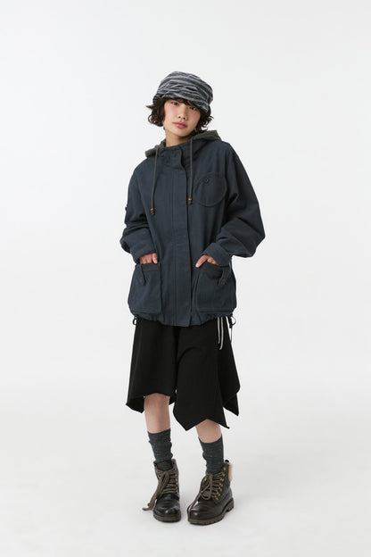 ROUND POCKET FISHTAIL JACKET, NAVY