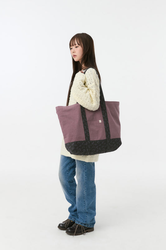 VINTAGE FLORAL TOTE BAG, PURPLE
