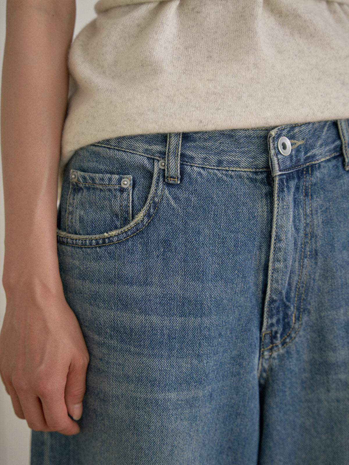 MARAN Curved Denim Pants - Indigo 商品画像16/21