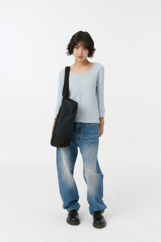 VINTAGE FLORAL TOTE BAG, BLACK
