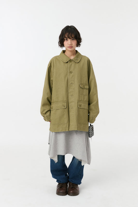 [10/6予約配送] STAR FLORAL WASHED COTTON JACKET, OLIVE