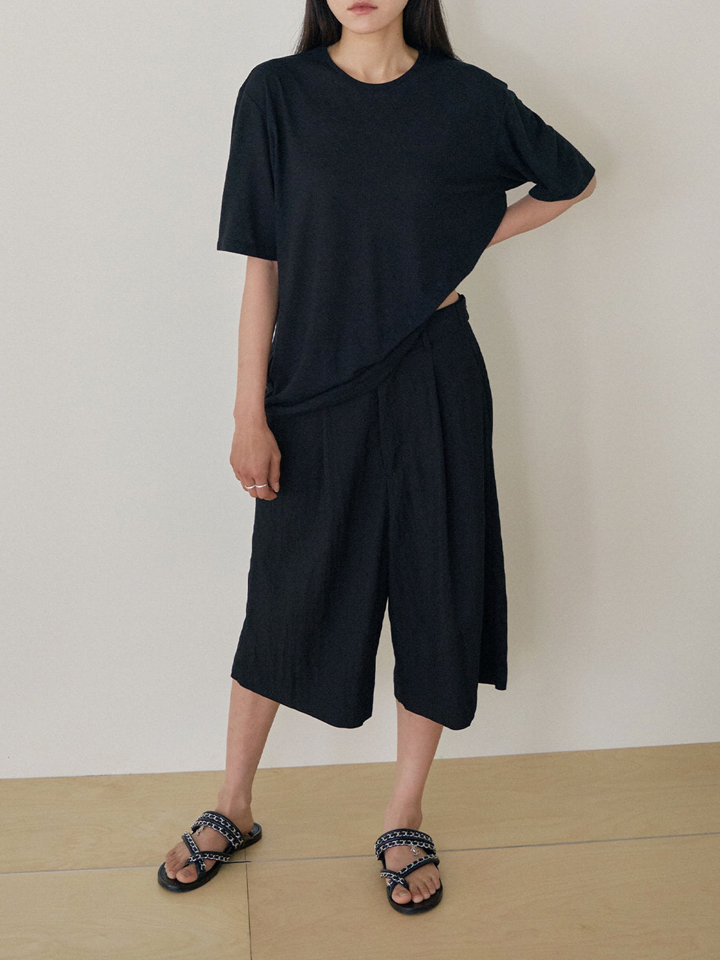 Linen Loose Short Sleeve - Black