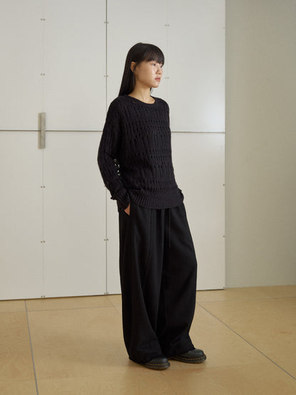 Mohair Punching Pullover - Black