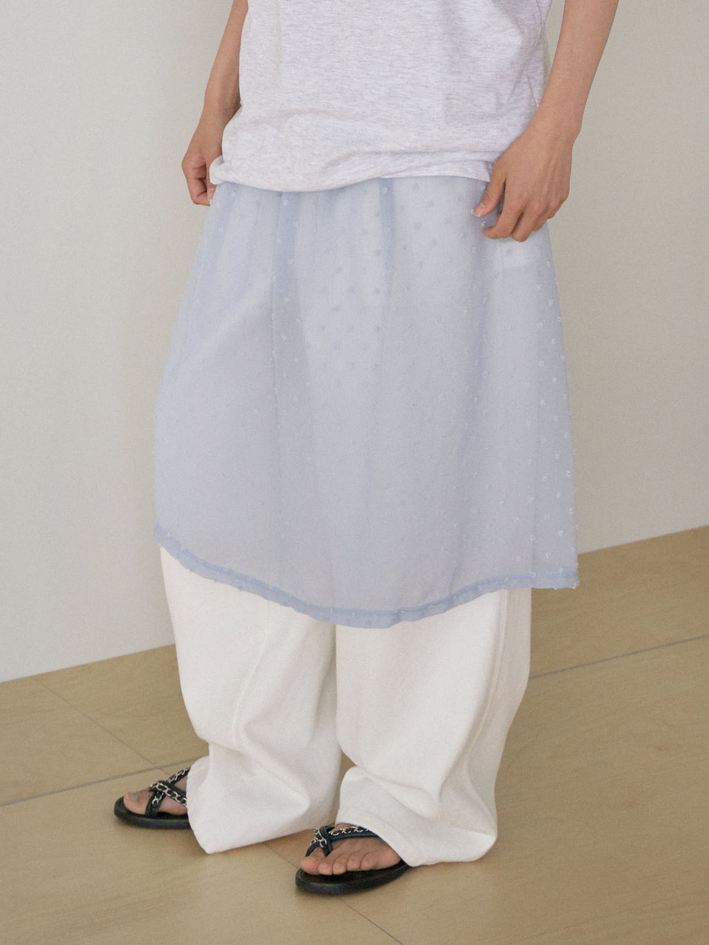 Dot Slit Skirt - Blue