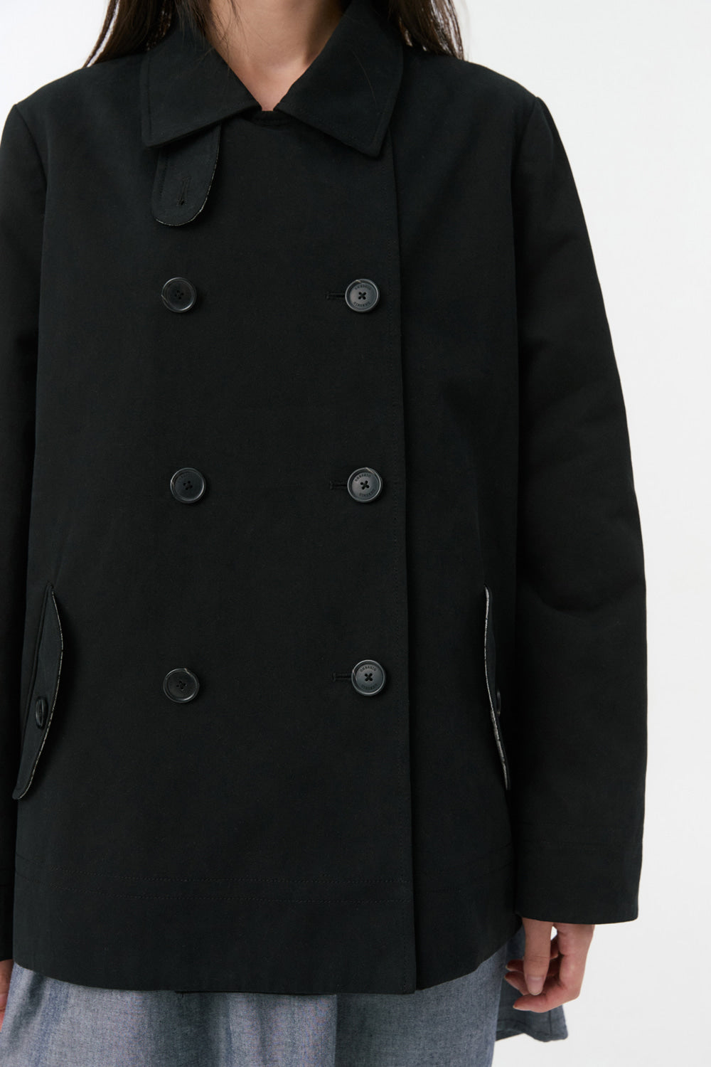 VINTAGE FLORAL HALF COAT, BLACK