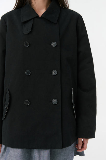 VINTAGE FLORAL HALF COAT, BLACK