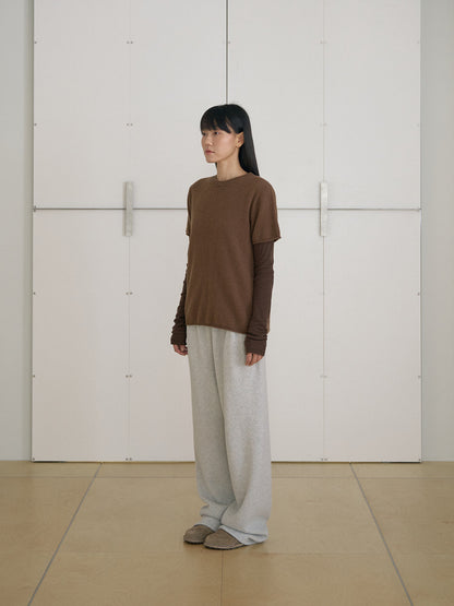 MARAN Cutoff Short Sleeve Pullover - Brown 商品画像15/21