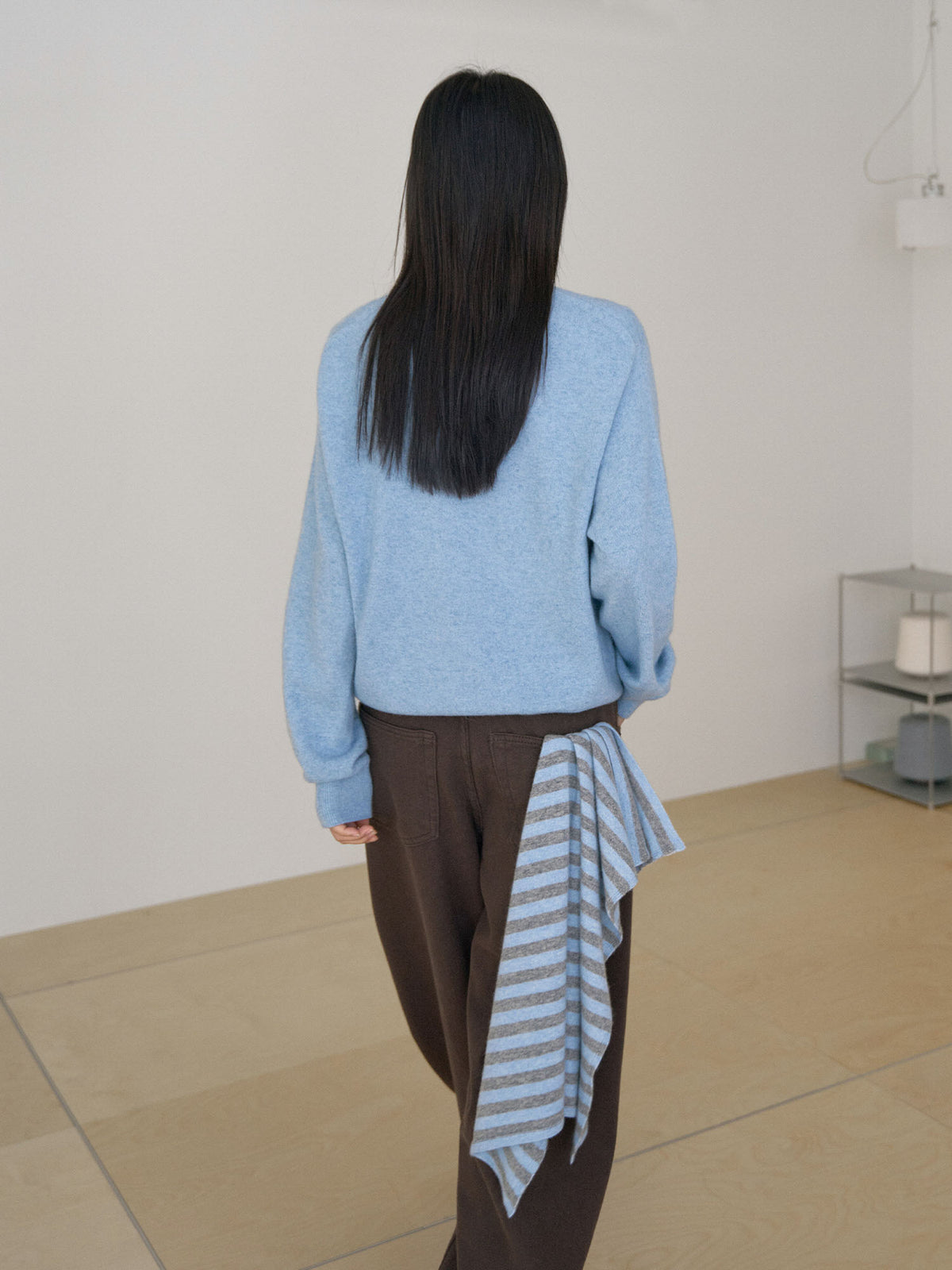 Stripe Square Scarf - Blue 10