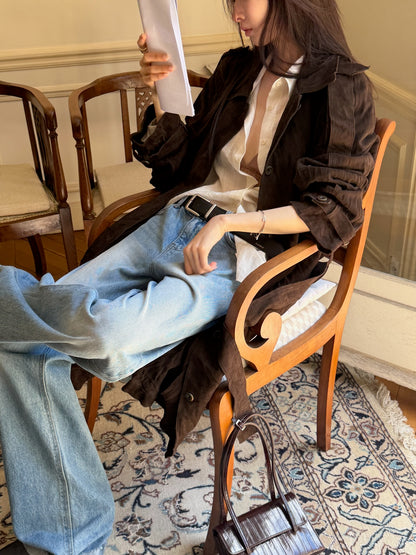 Suede Inkle Trench Coat