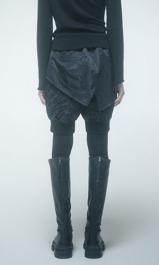 【Reculer レキュリー】Unbalanced leggings baggy pants Black