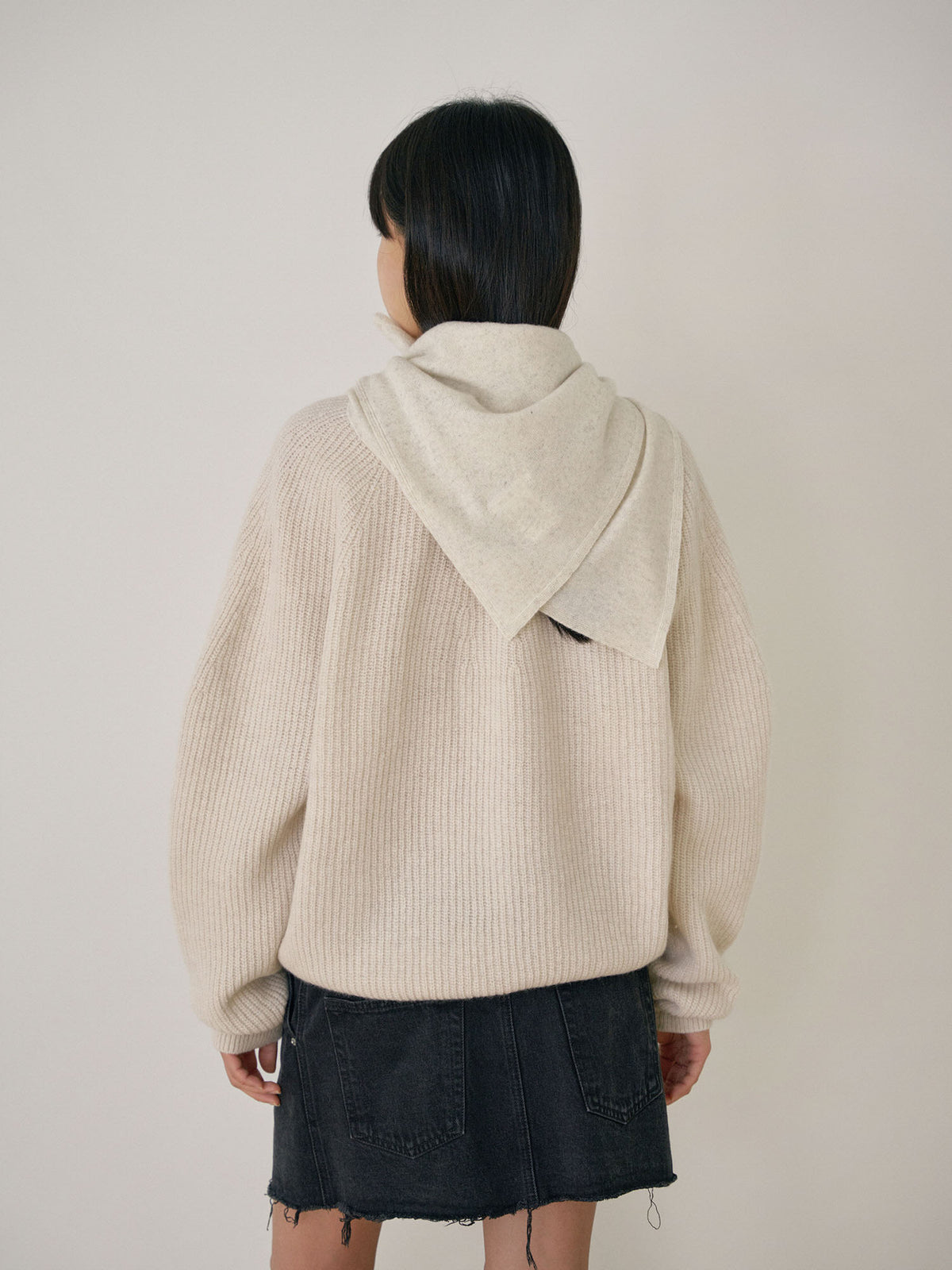 Cashmere Square Scarf - Oatmeal 5