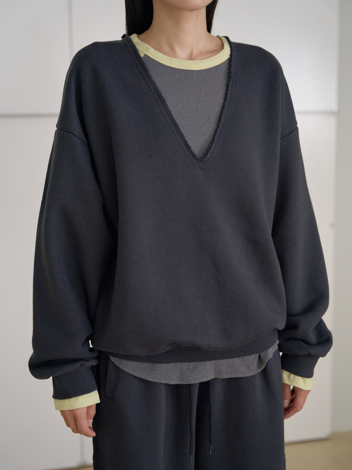 Raw Edge Sweatshirt - Charcoal 8