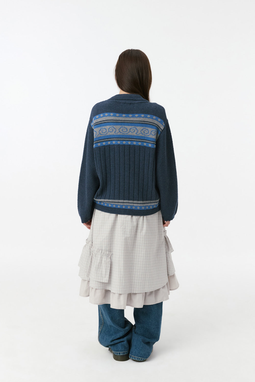 SNAIL GRAPHIC KNIT CARDIGAN, NAVY