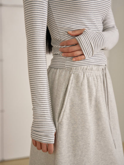 Center Slit Sweat Skirt - Light Gray 7