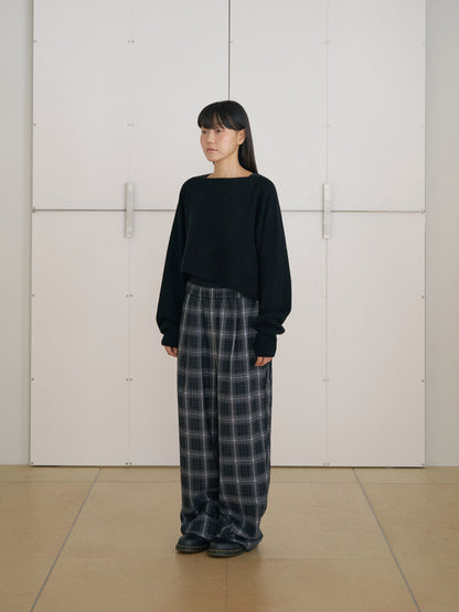 Unbalanced Boat Neck Pullover - Black 11