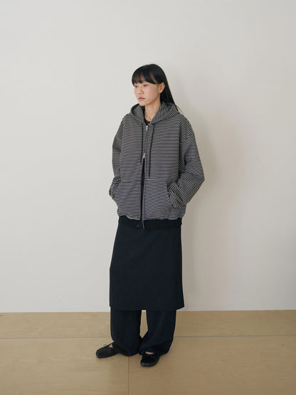 Stripe Hoodie Zip-up - Black 2