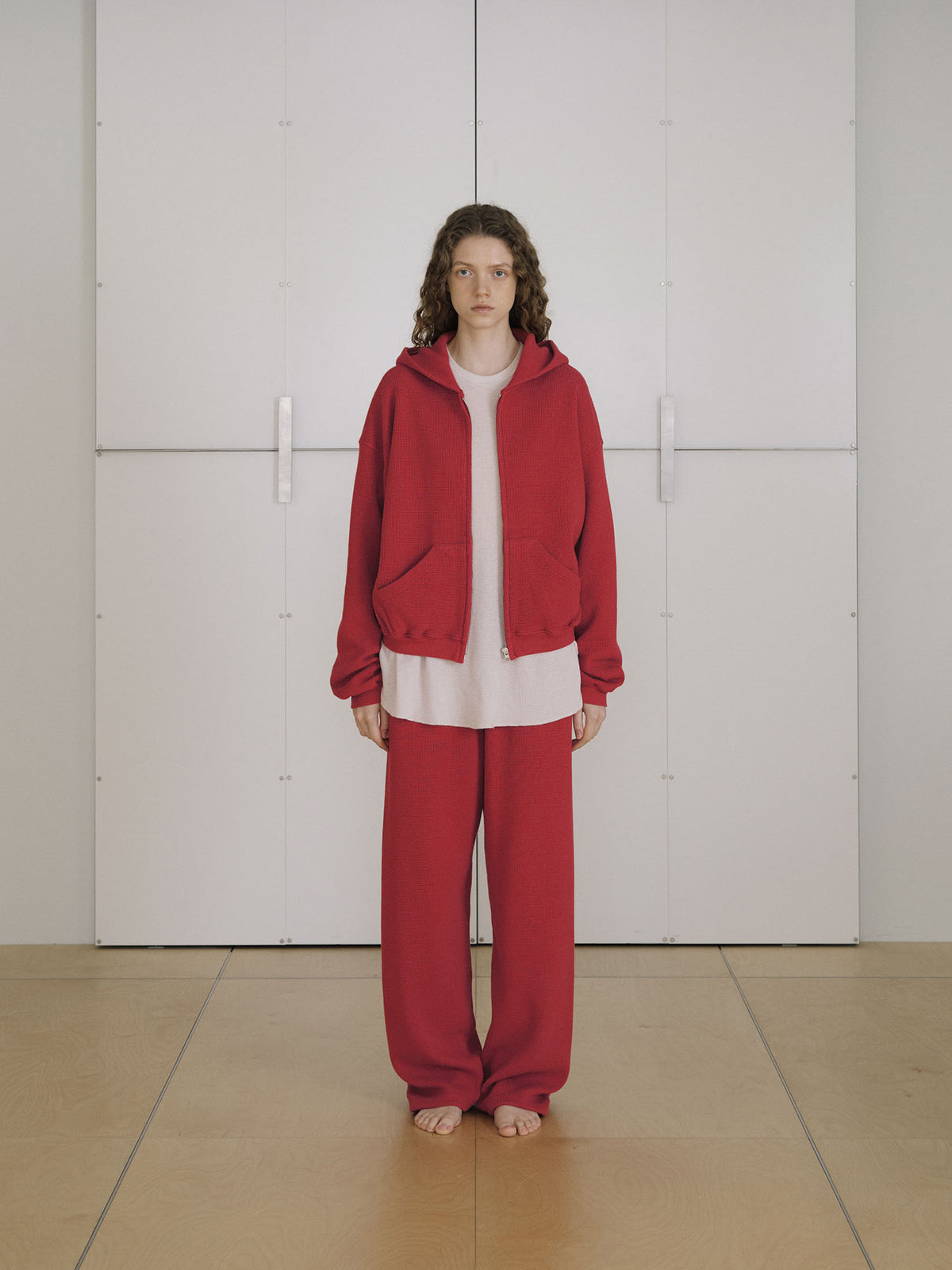 Current Waffle Hoodie Zip-up - Red 6