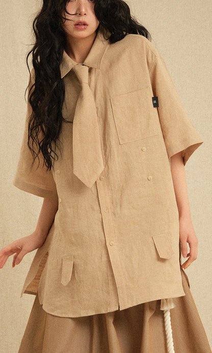 Bijo Point Short-Sleeved Shirt Beige (Ver. Tie)