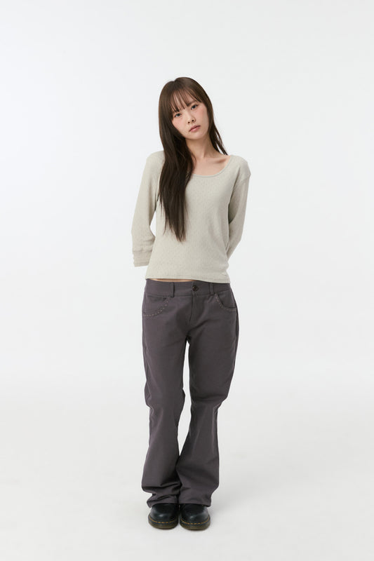 PUNCHING SLIM T-SHIRT, CREAM