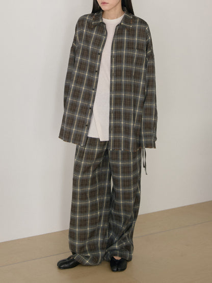 MARAN Side String Check Pants - Khaki 商品画像17/21