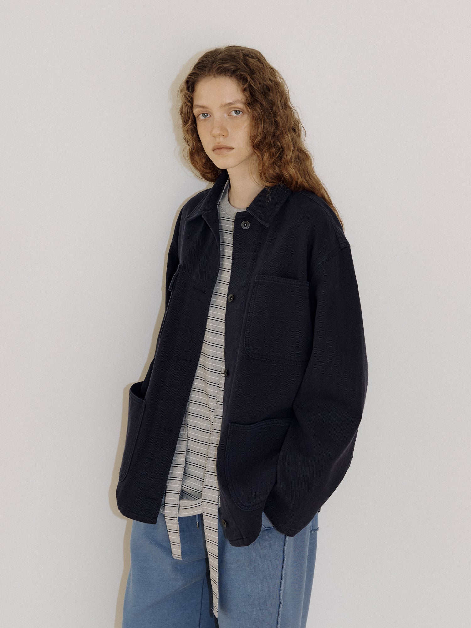 A.P.C. コットンツイルカバーオール　ダークネイビー　M相当 コットンツイルカバーオールジャケット（ネイビー）｜レディース韓国