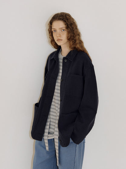 Cotton Twill Coverall Jacket - Navy 4