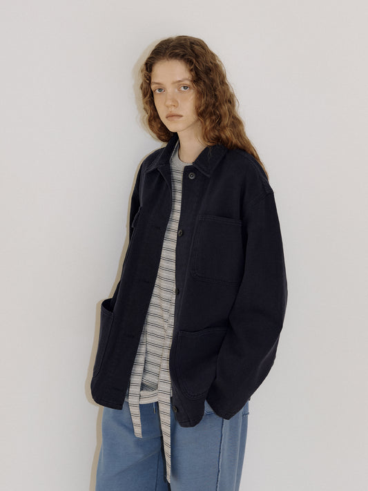 Cotton Twill Coverall Jacket - Navy 4
