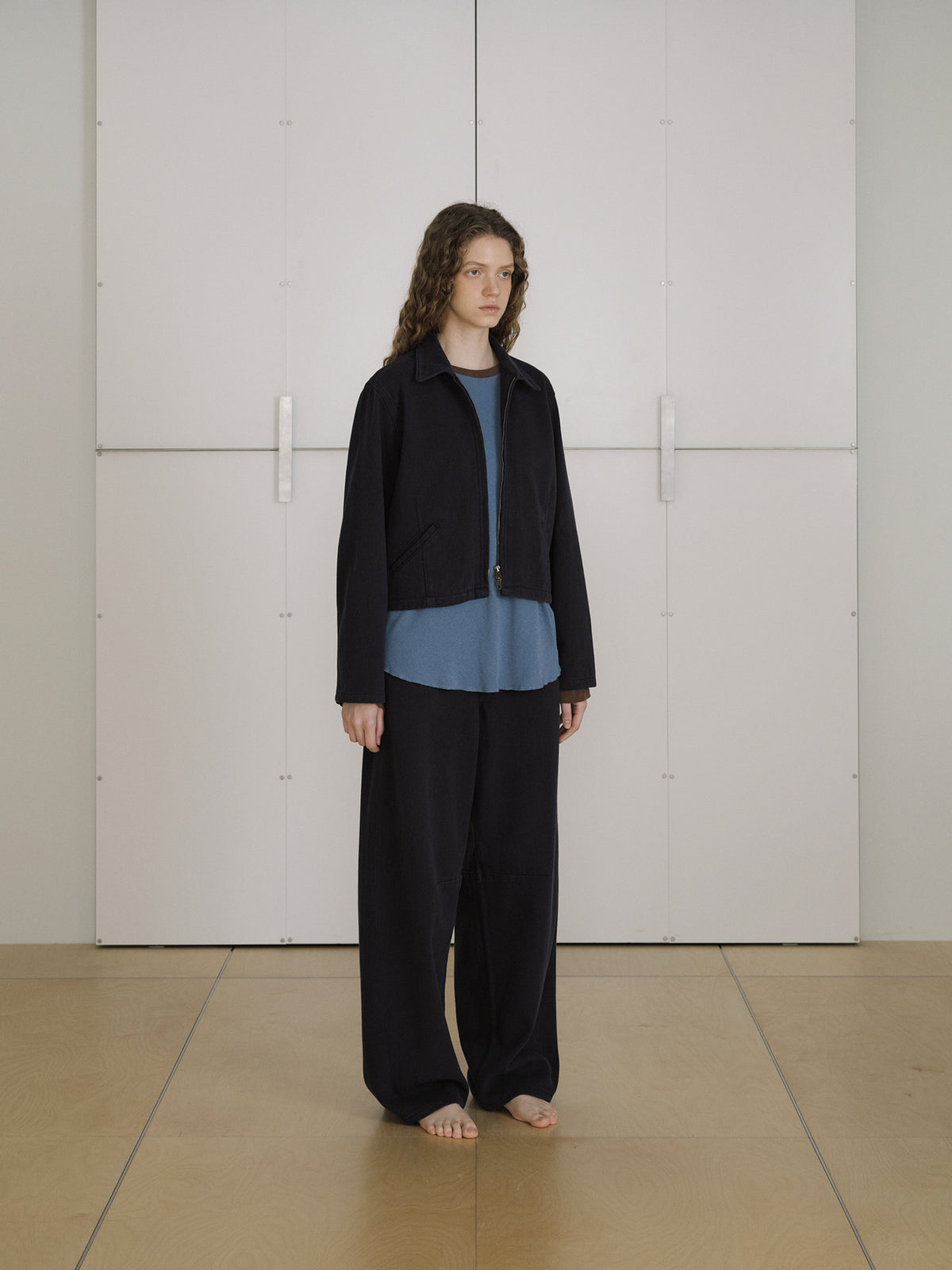 Cotton Twill Curved Pants - Navy 9