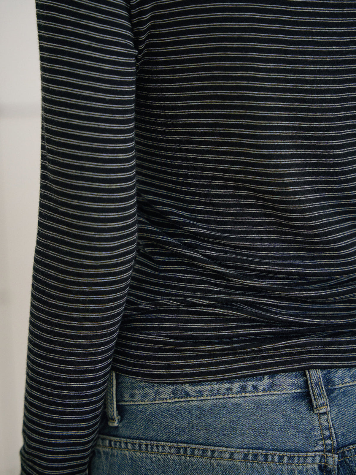 Rib Stripe Long Sleeve - Black 9