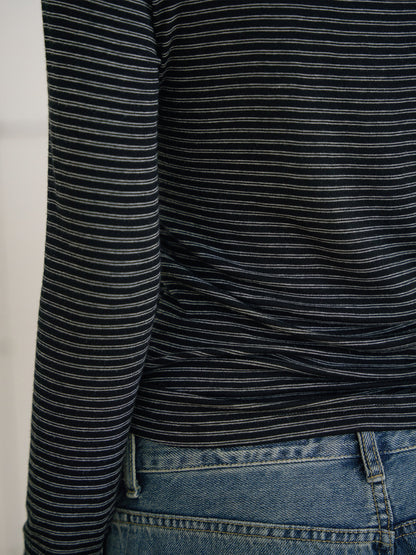 Rib Stripe Long Sleeve - Black 9