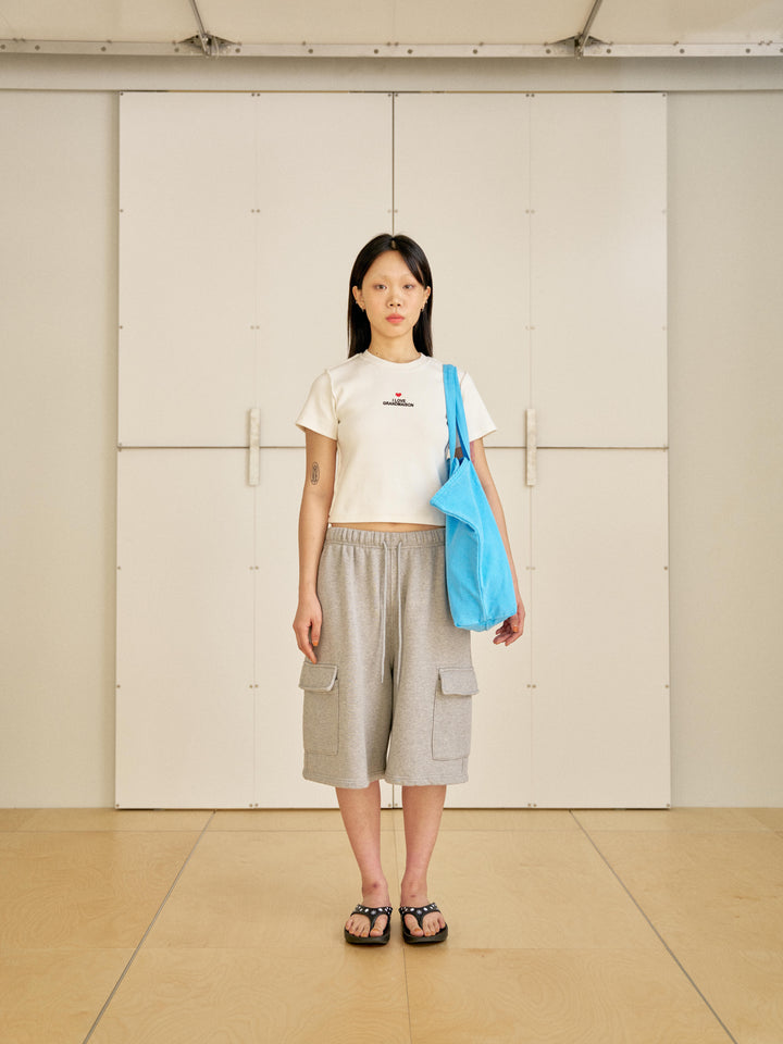 Pigment Lettering Shoulder Bag - Blue