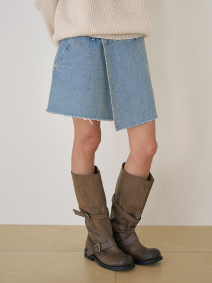 Indigo Denim Wrap Skirt - Indigo 1
