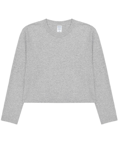 【C Wear シーウエア】Oversized Crop Long Sleeve T-Shirt Gray