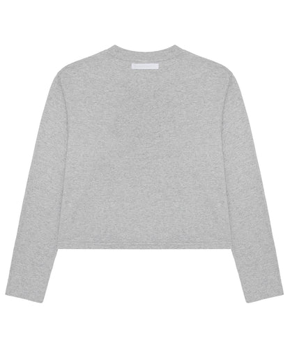 【C Wear シーウエア】Oversized Crop Long Sleeve T-Shirt Gray