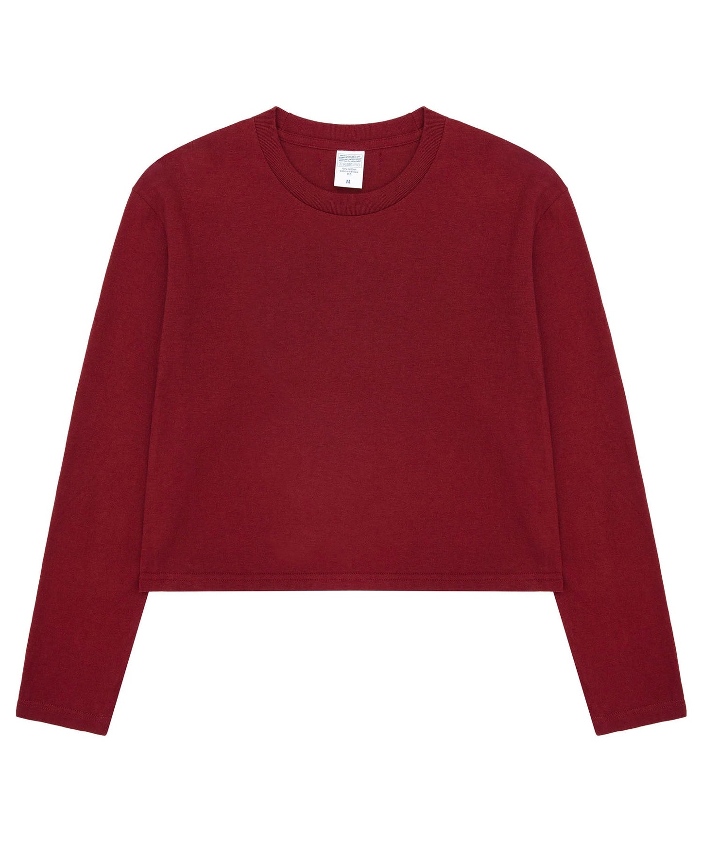 【C Wear シーウエア】Oversized Crop Long Sleeve T-Shirt Burgundy