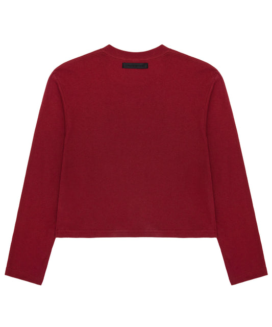 【C Wear シーウエア】Men's Crop Long Sleeve T-Shirt Burgundy