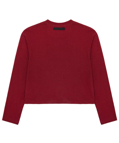 【C Wear シーウエア】Oversized Crop Long Sleeve T-Shirt Burgundy
