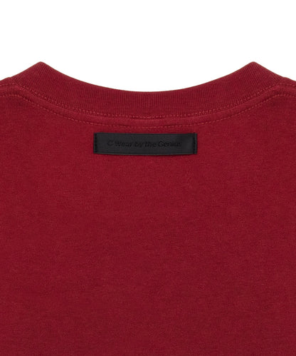 【C Wear シーウエア】Oversized Crop Long Sleeve T-Shirt Burgundy