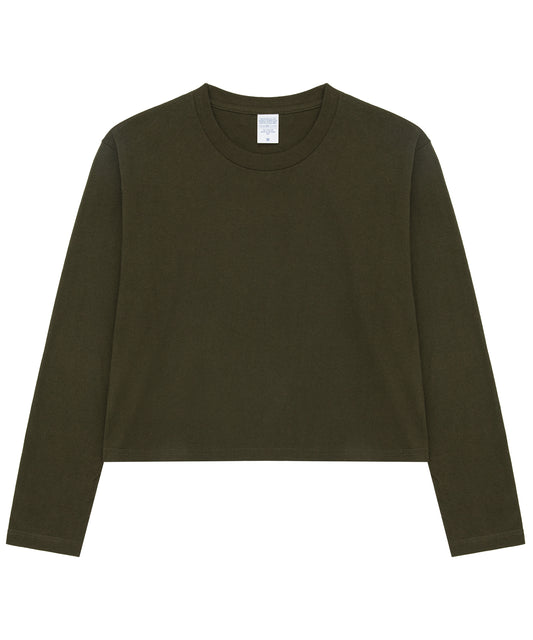 【C Wear シーウエア】Men's Crop Long Sleeve T-Shirt Khaki
