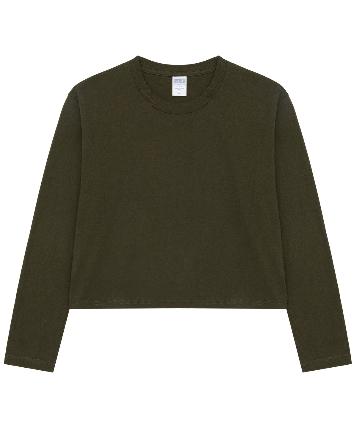 【C Wear シーウエア】Oversized Crop Long Sleeve T-Shirt Khaki