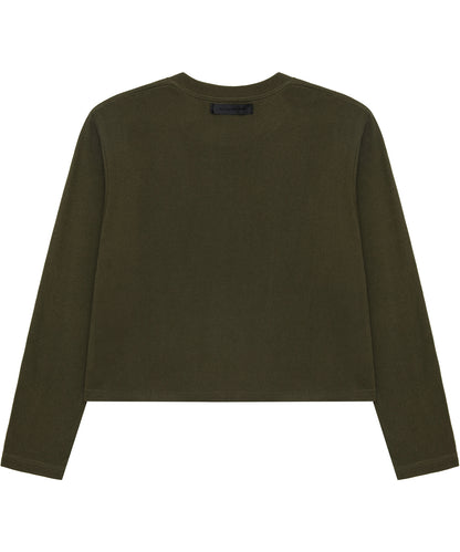 【C Wear シーウエア】Oversized Crop Long Sleeve T-Shirt Khaki