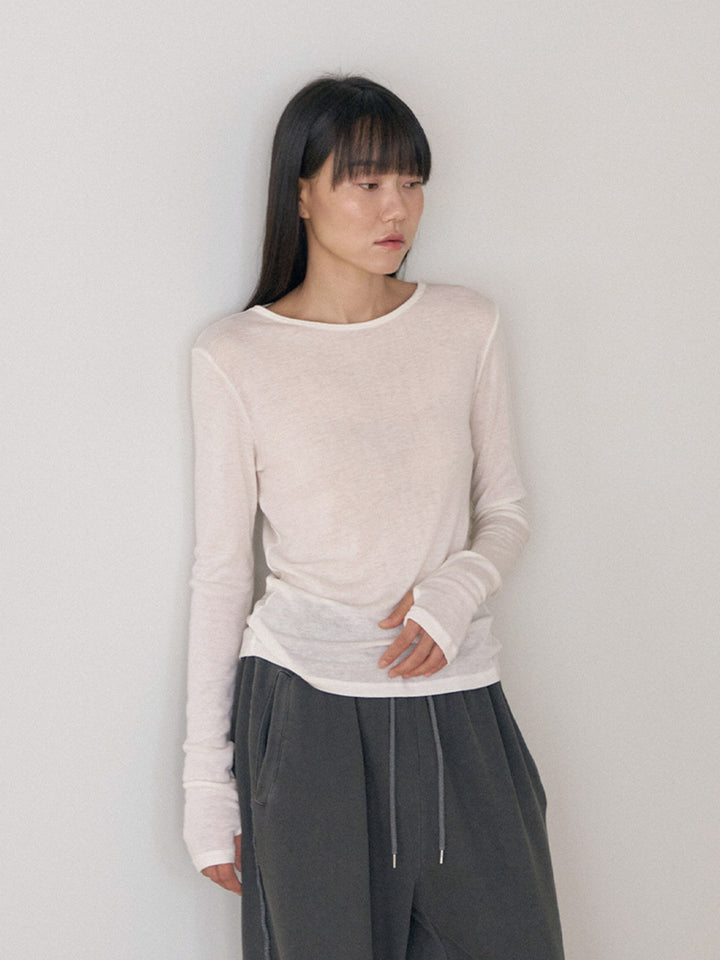 【MARAN】Finger Hole Long Sleeve - Ivory