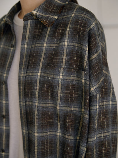 MARAN Fringe Check Shirt - Khaki 商品画像19/21